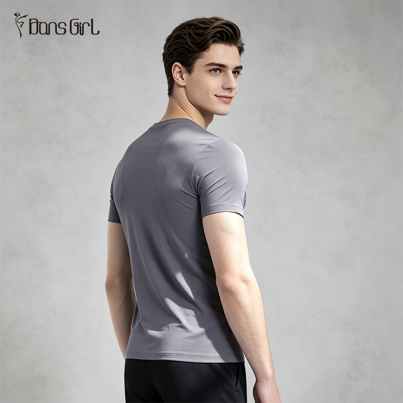 Men's V Neck Short Sleeve Ballet Dance Top T-shirt