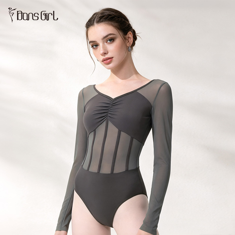 Geometric Hollow Long Sleeve Bodysuit For Women
