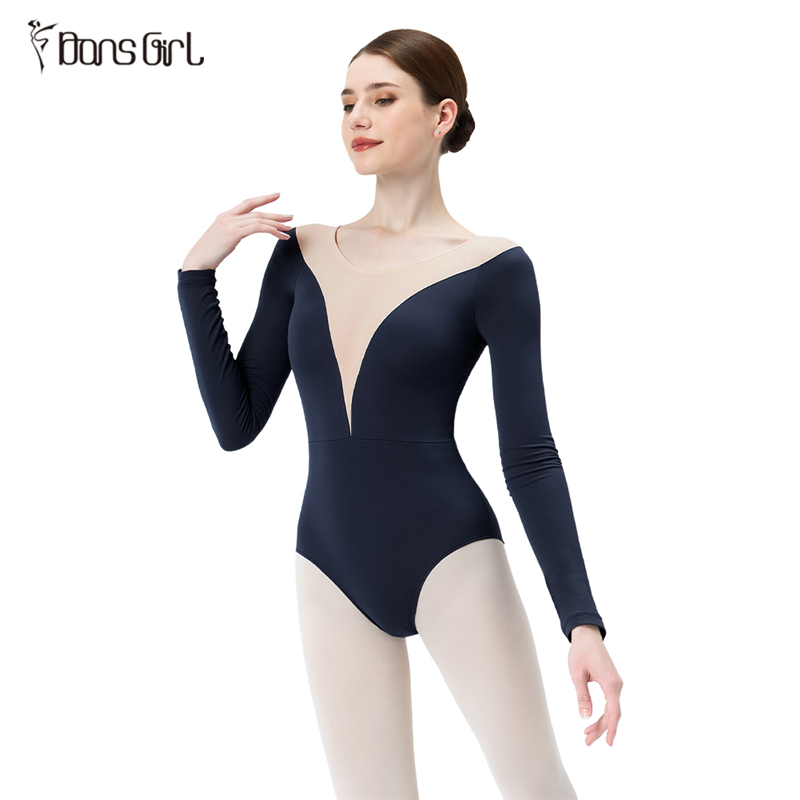 Long Sleeve Leotard With Deep V Front