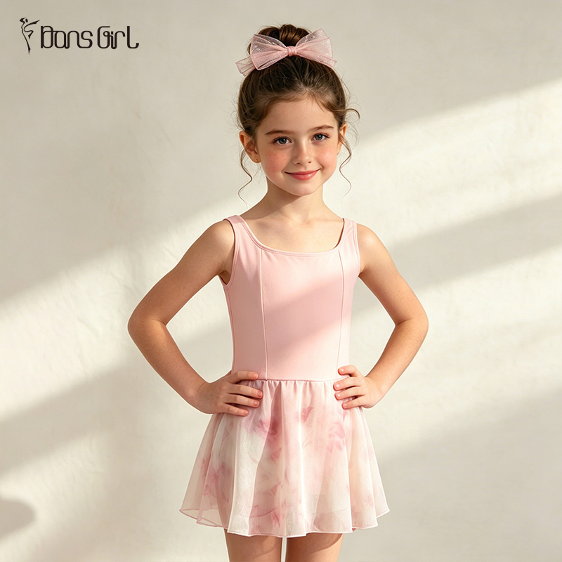 Kids Floral Mesh Ballet Dress