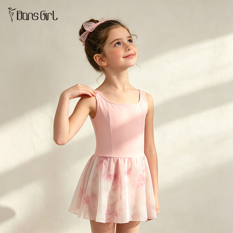 Kids Floral Mesh Ballet Dress