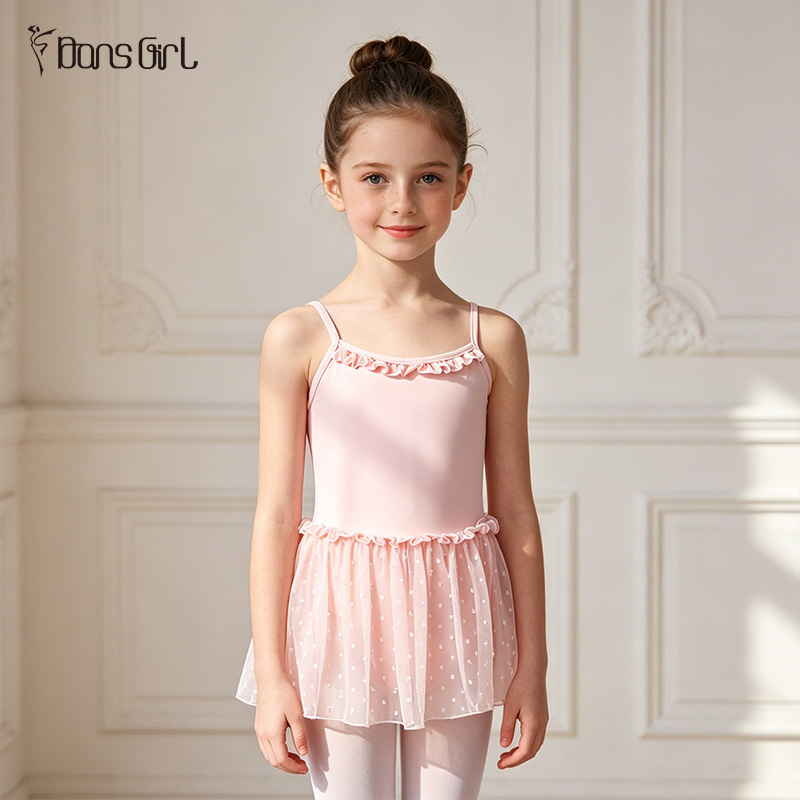 Kids Girls Leotard With Skirt
